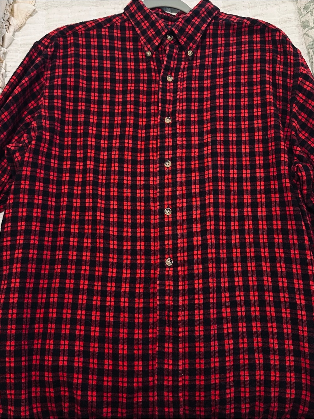 Jos. A. Bank Red and Black Plaid Button-Down Shirt